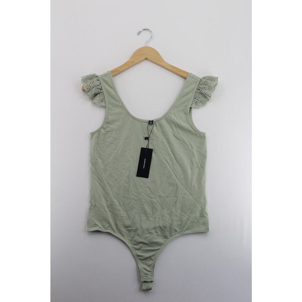 NWT Vera Moda ruffle eyelet sleeveless bodysuit womens XL couquette ethereal
